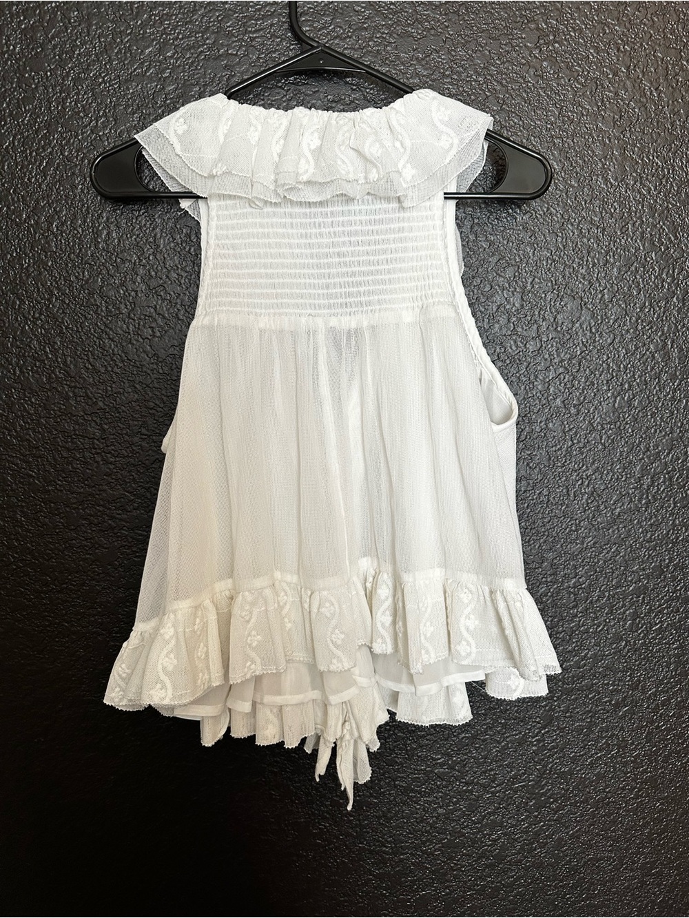 Anthropologie Sheer Cream Ruffled Boho Textured Whimsical Swing Top size M - Picture 11 of 13